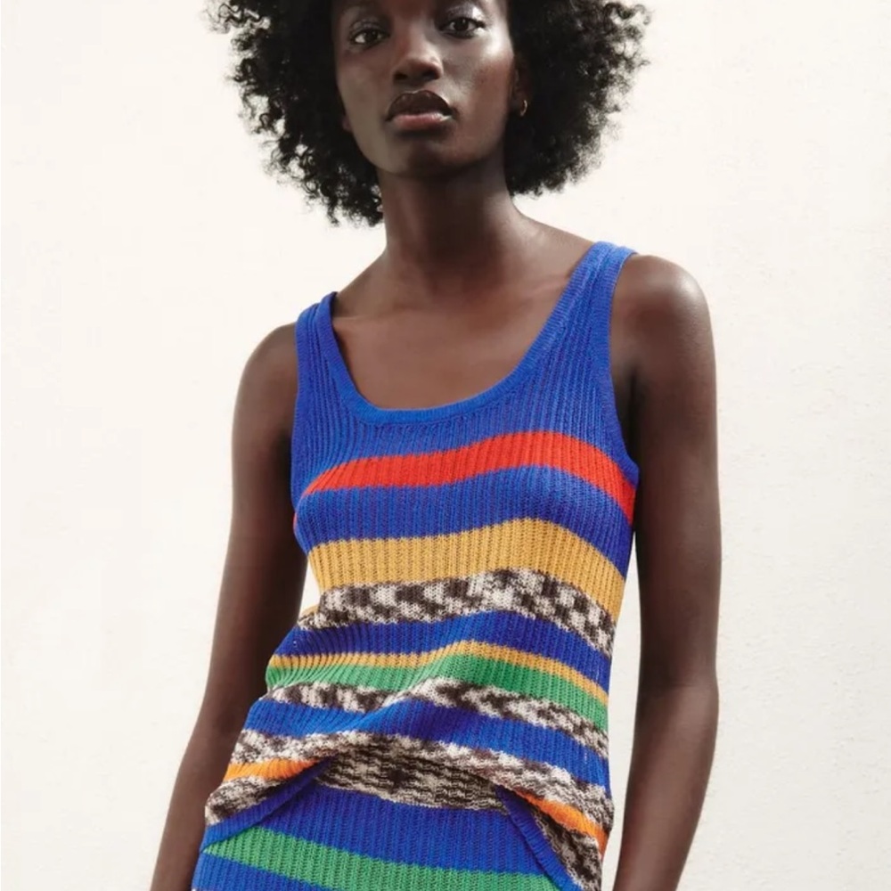NEW Zara Colorful Striped Knit Tank Top
